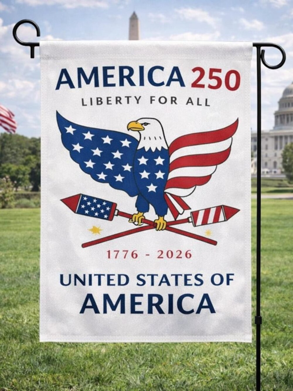 Liberty Eagle Patriotic USA July 4th Garden Decor Flag - Picture 1 of 2